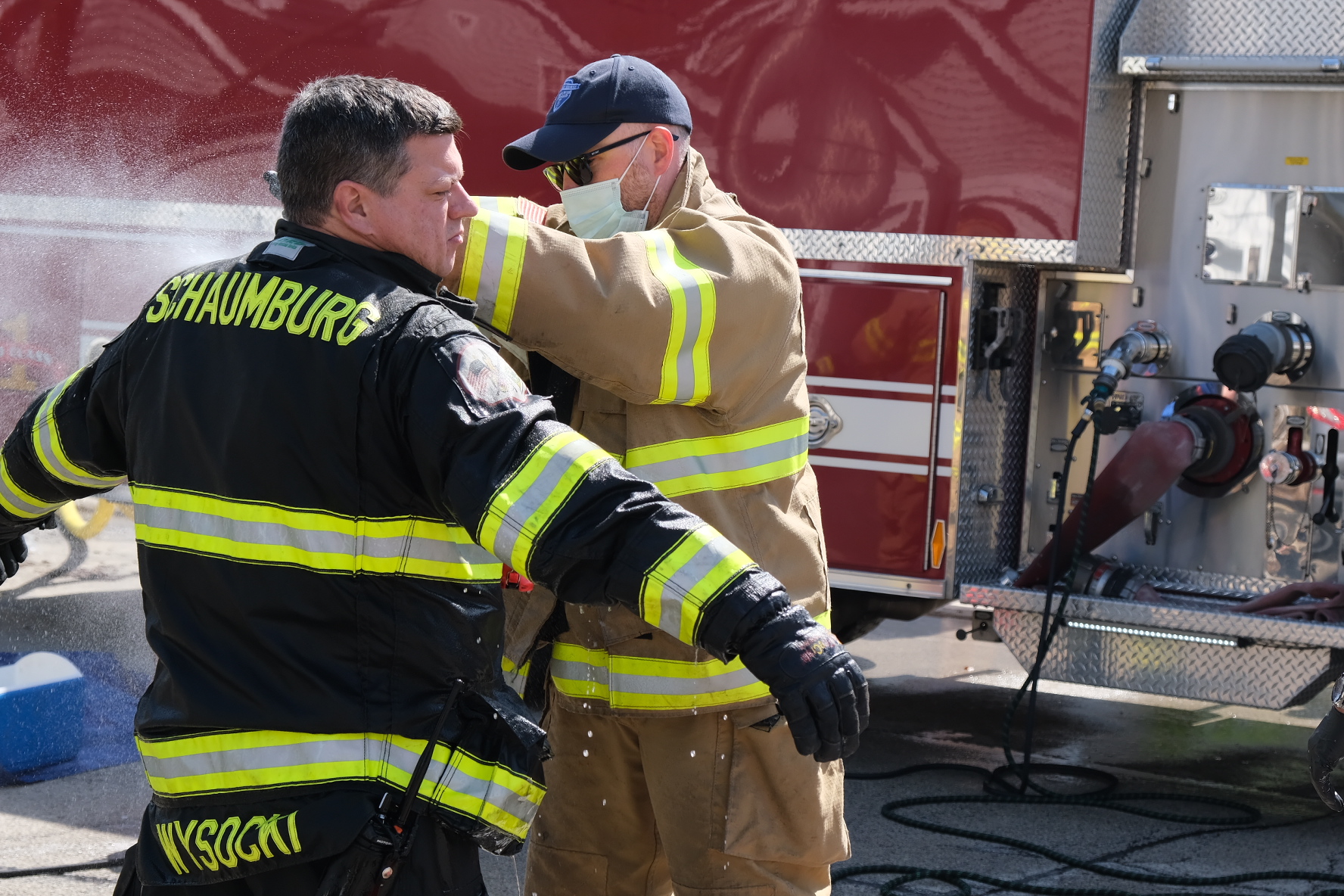 Hanover Township Emergency Services assisting the Schaumburg Fire Department