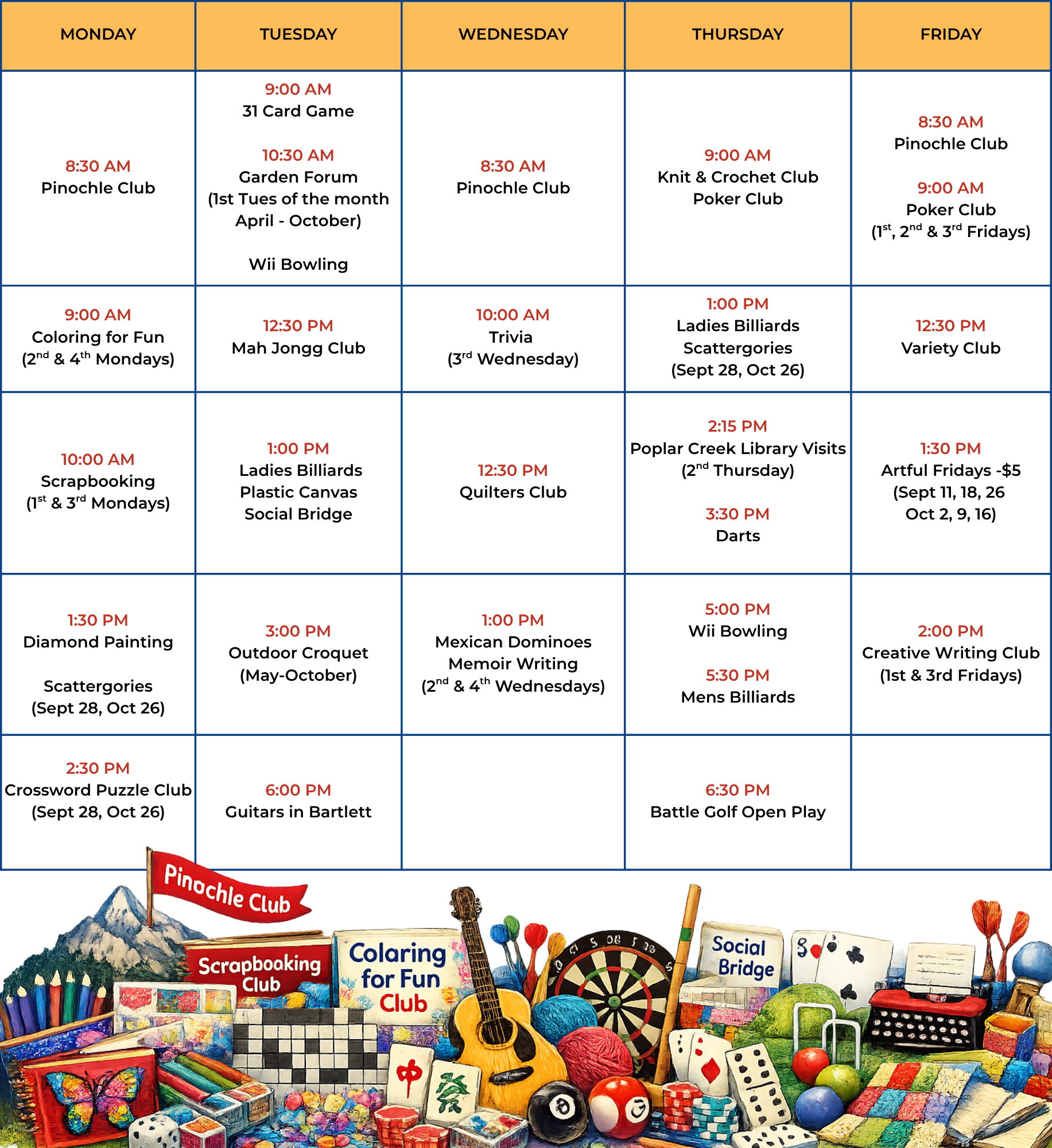 Club Schedule Sep Oct 2026