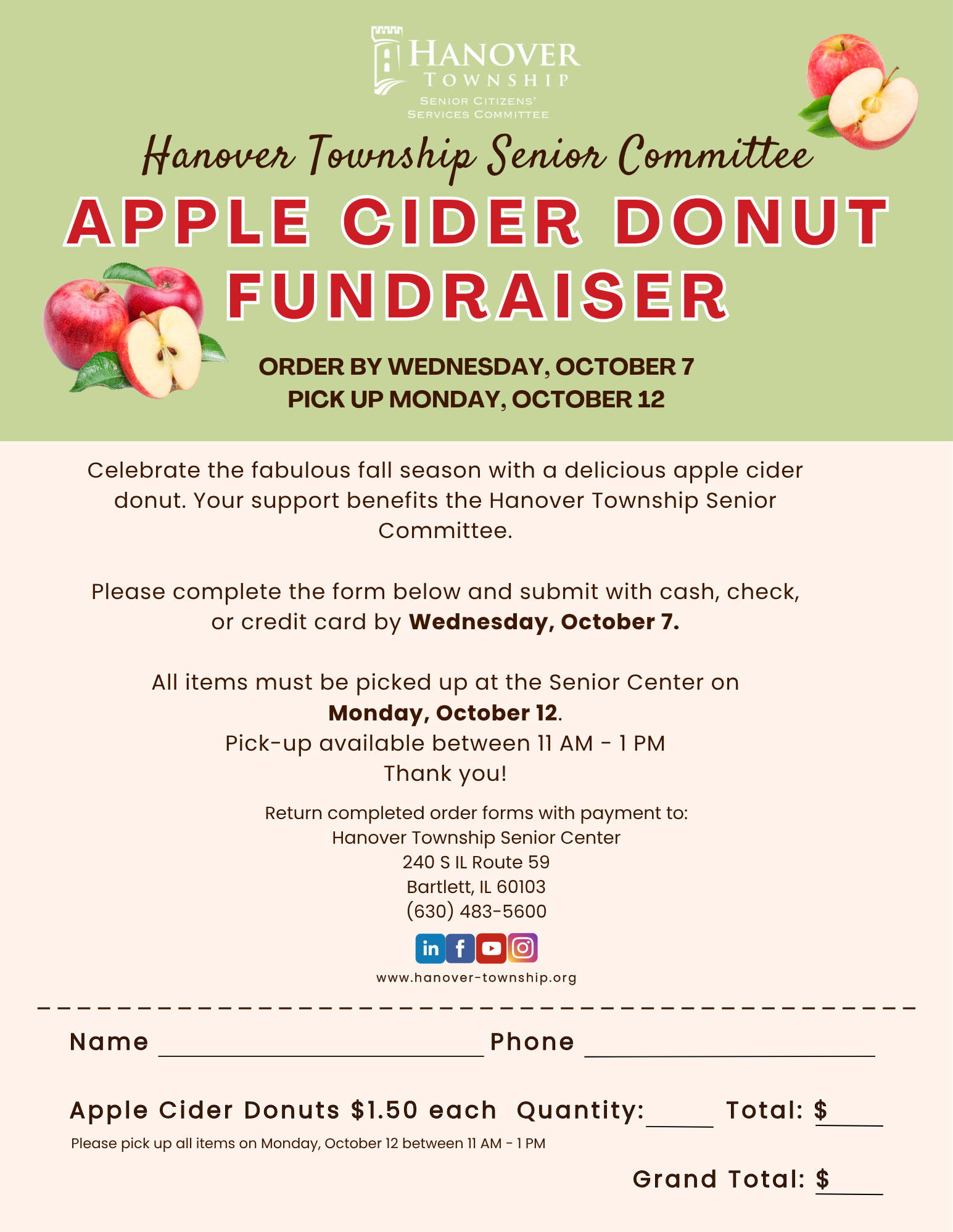 Apple Cider Donut Fundraiser Senior Committee 2026